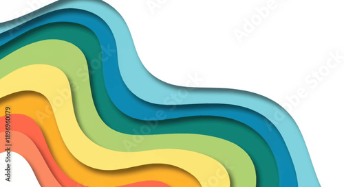 Colorful Paper Cutout Waves with Layered Design.