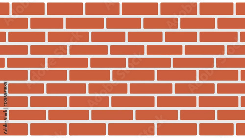 Uniform Red Brick Wall Texture with White Mortar Lines, Seamless Pattern.