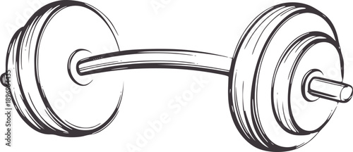 A minimalist of a barbell with weight plates weights fitness exercise