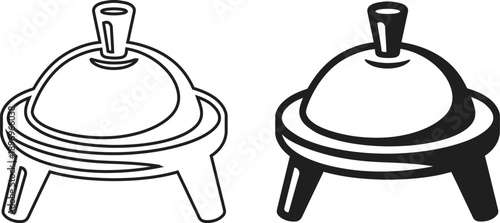 Chafing dish icon with dome lid for buffet catering and restaurant food service, vector illustration.