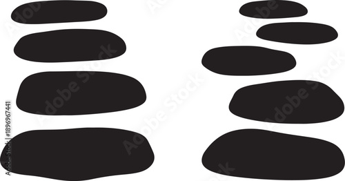 Black stones or pebbles on a white background illustration