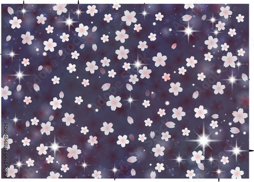 幻想的な輝きの夜桜の花 背景 パターン