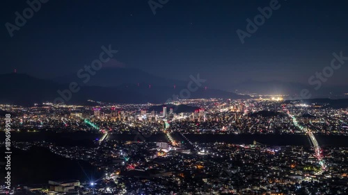 静岡市朝鮮岩から静岡市街の夜景と富士山4Kタイムラプス