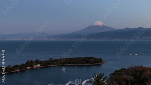 冬の西伊豆大瀬崎から朝焼け富士山Timelapse