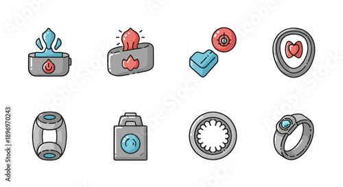 Collection of Colorful Cartoon Jewelry and Accessories Designs.