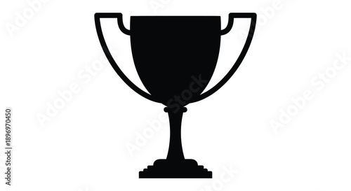 A striking black silhouette of a golden trophy with ornate handles and a robust pedestal silhouette high quality