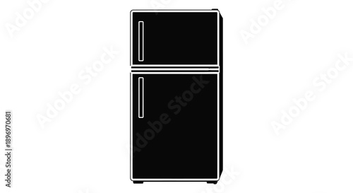 A stark depiction of a modern refrigerator presented in a flat black silhouette high quality professional detailed elegant