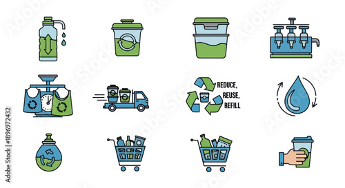 Collection of Eco-Friendly Recycling and Sustainability Icons.