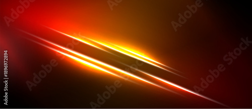 Abstract background features bright orange, red streaks. Dramatic lighting creates dynamic visual impact. Minimalist design, modern aesthetic.