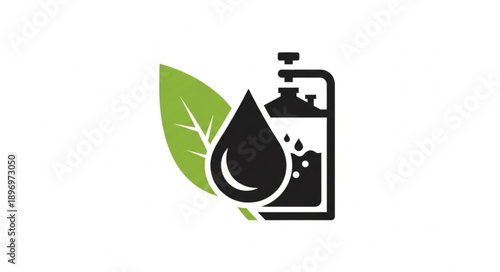 Green leaf and oil drop icon representing natural resources.