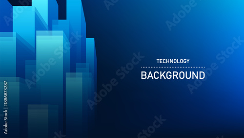 Abstract Technology Background with Stacked Square, Digital Hi-Tech Design for Poster, Cover, Brochure, Website, Futuristic Innovation Concept, Creative Technology Vector Illustration for Digital