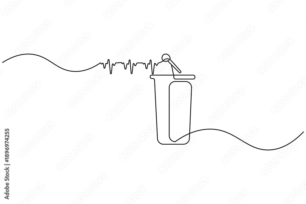 Obraz premium Hand drawn microphone outline vector for karaoke or broadcast 