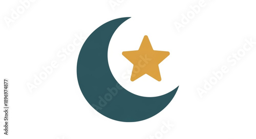 Islamic crescent moon and star symbol.