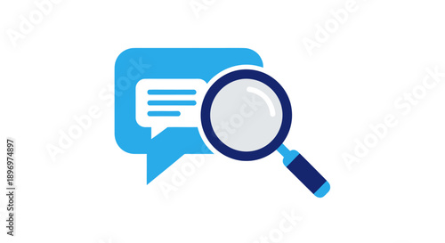 Magnifying Glass Over Speech Bubble Icon Symbolizing Search.