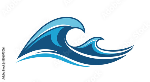 Stylized Blue Ocean Waves Symbol.