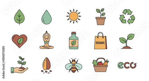 Collection of Eco-Friendly and Nature-Inspired Icons.