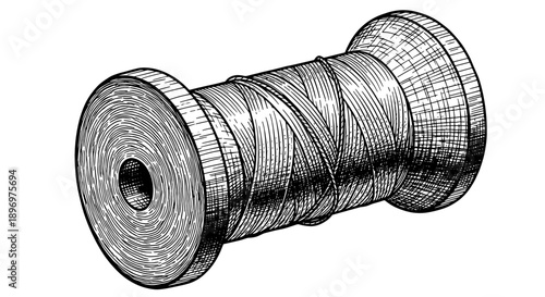 Sewing thread spool in detailed illustration style  