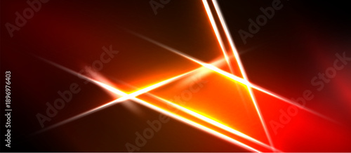 Abstract design features bright lines intersecting against dark red, black background. Vivid energy radiates from central point.