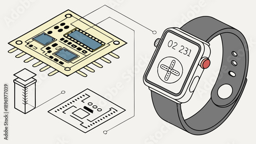Wearable Tech Development Circuit Board Integration for Smartwatch App Prototyping and Electronics Design