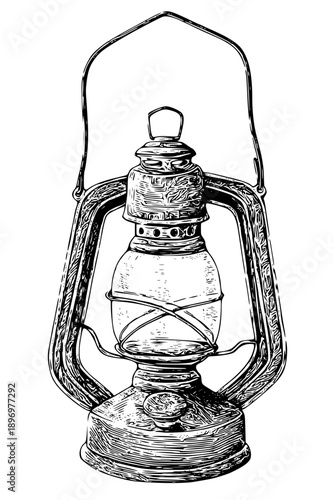 Vintage lantern with handle for camping or decoration