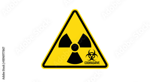 Yellow Triangular Radiation and Biohazard Warning Sign.