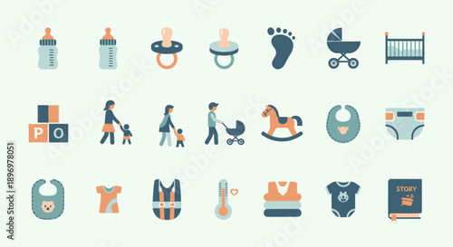 Collection of Baby Items: Bottles Pacifiers Toys and Care Essentials.