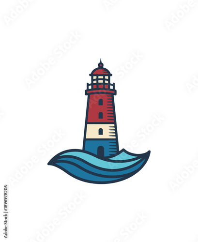 Coastal lighthouse illustration beacon of guidance and navigation