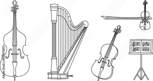 Elegant musical instruments for classical performance and harmony