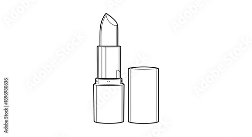 Outline drawing of a classic lipstick with the cap off, ready for coloring