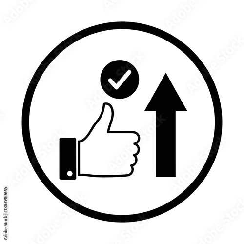 Iconic representation of approval, quality improvement, or positive progression