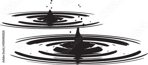Water Droplets Creating Ripples on a Surface Illustration