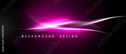 Dark background features vibrant pink light streaks. Modern design elements create dynamic visual impact. Simple text labels bottom center.
