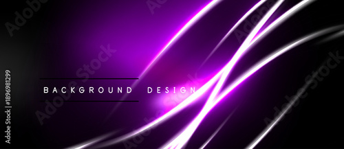 Abstract purple lines over black background. Modern design elements create dynamic visual effect. Minimalist style, sleek presentation.