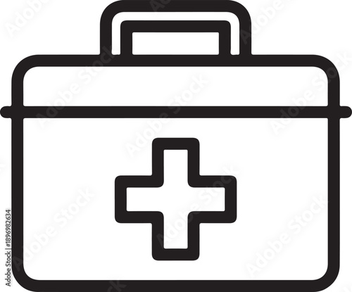 Essential first aid kit line art icon for medical emergencies and healthcare assistance