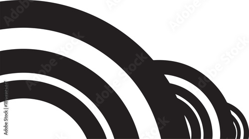 Black and white abstract curved lines design element graphic