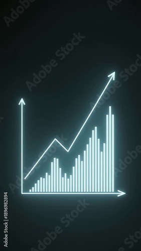 Wallpaper Mural Vibrant neon-blue financial growth chart visualizing an upward trend and business success on a dark background, representing data analytics, market progress, and strategic development in a digital age Torontodigital.ca