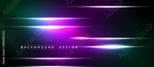 Abstract neon lines over black background. Vibrant colors create futuristic, dynamic visual effect. Modern design element.