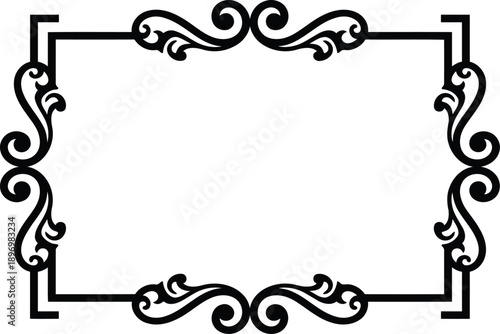 Elegant Frame: a sophisticated black frame, a blend of classic design and decorative flourish. Its detailed ornamental patterns, adding a touch of elegance to any visual display