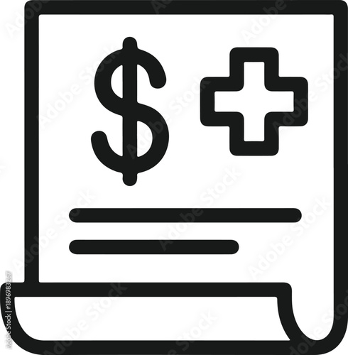 Healthcare expenses document icon illustrating medical billing and financial services