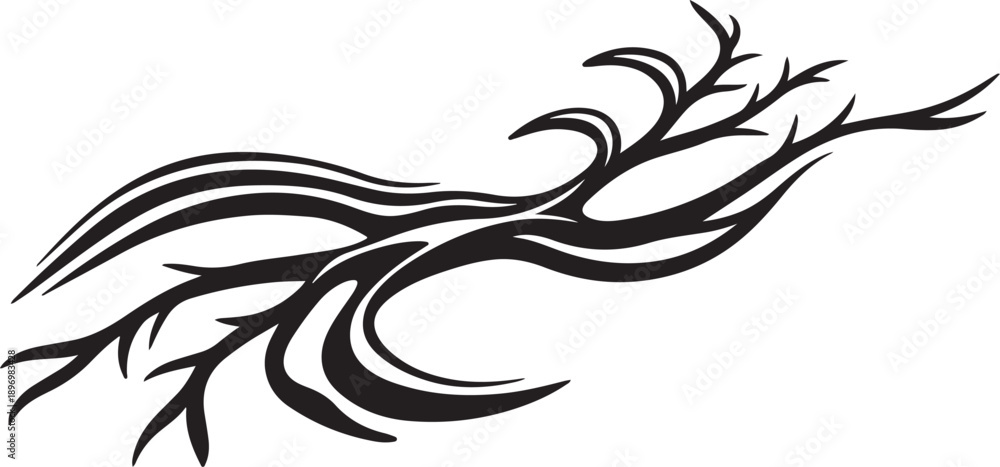 Fototapeta premium Tribal tattoo design of a black swirling branch pattern