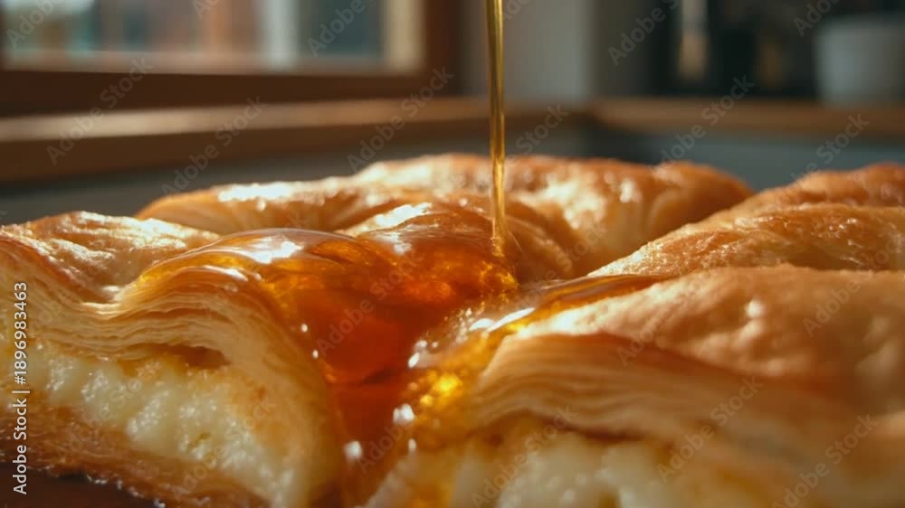 custom made wallpaper toronto digitalA sweet, syrupy syrup being poured onto a freshly baked, cut, flaky pastry in a kitchen, possibly for a bakery or recipe use