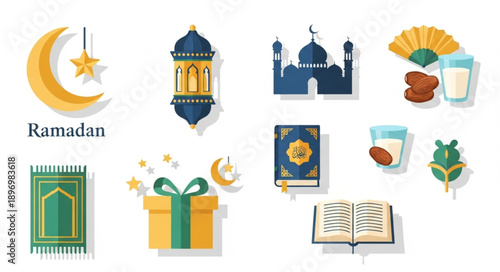 Ramadan Islamic Symbols Collection for Celebration.
