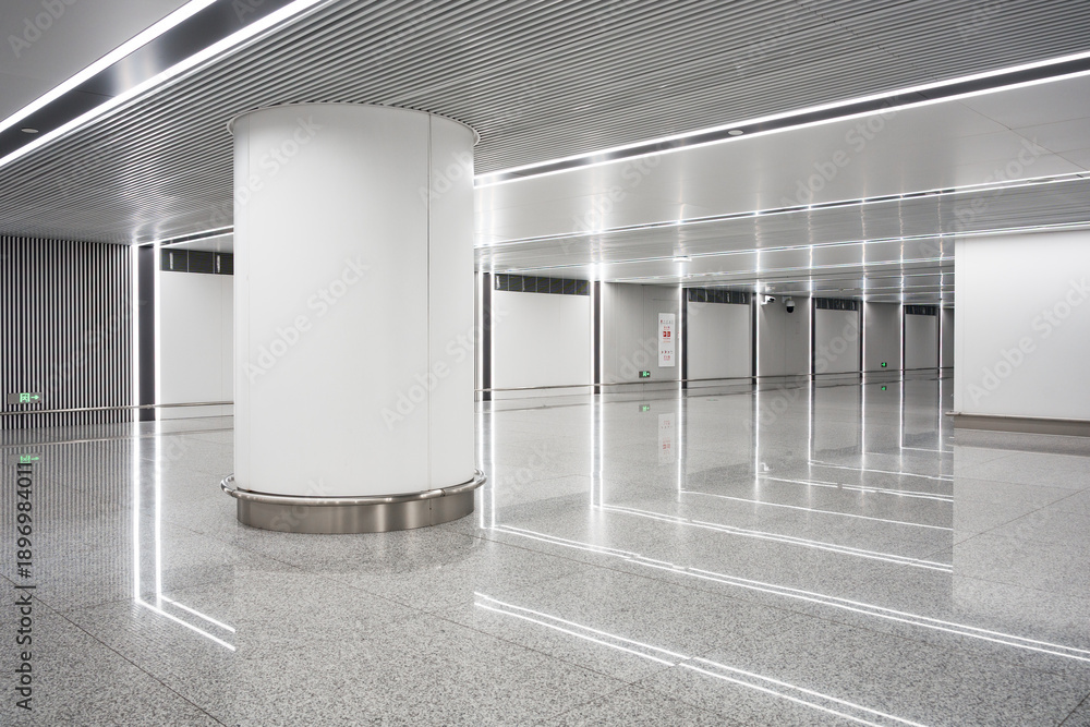 Naklejka premium Empty passage of modern subway station