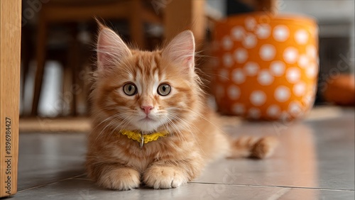 Orange kitten in the home
