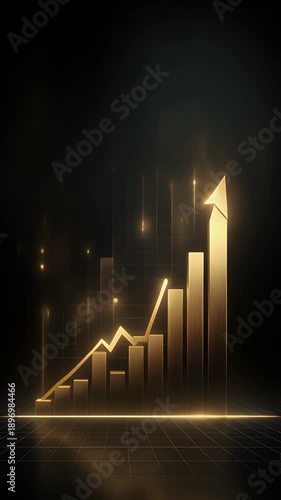 Wallpaper Mural Golden Bar Chart Showing Upward Trend and Growth on a Dark Reflective Surface with Subtle Glowing Lights Torontodigital.ca