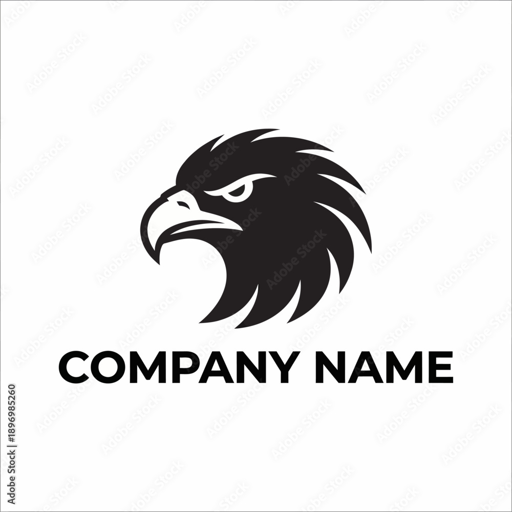 Obraz premium Bald Eagle Head Mascot Logo with Fierce Expression in Bold Black Vector Silhouette Style for Corporate Branding
