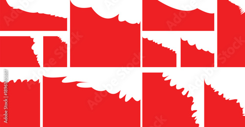 Red rounded shapes set, various abstract forms, flowing and dynamic designs, modern graphic elements, organic liquid style, creative decorative accents, bright contrasting colors