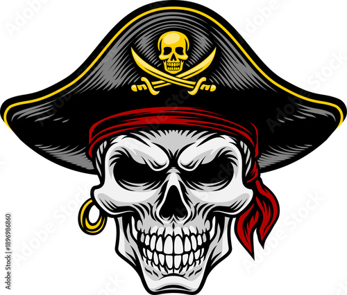 A pirate skull in a captain...