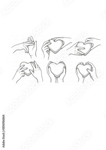 Sensory Wellness Silhouette Hands Touching Puffy Heart Soft Tactile Feeling Vector