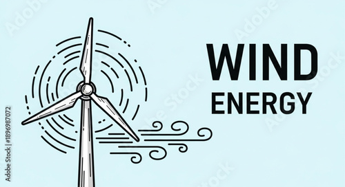 Wind Turbine Generating Clean Renewable Energy Illustration.